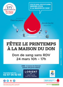 Don de sang Maison du don Lorient 24 mars