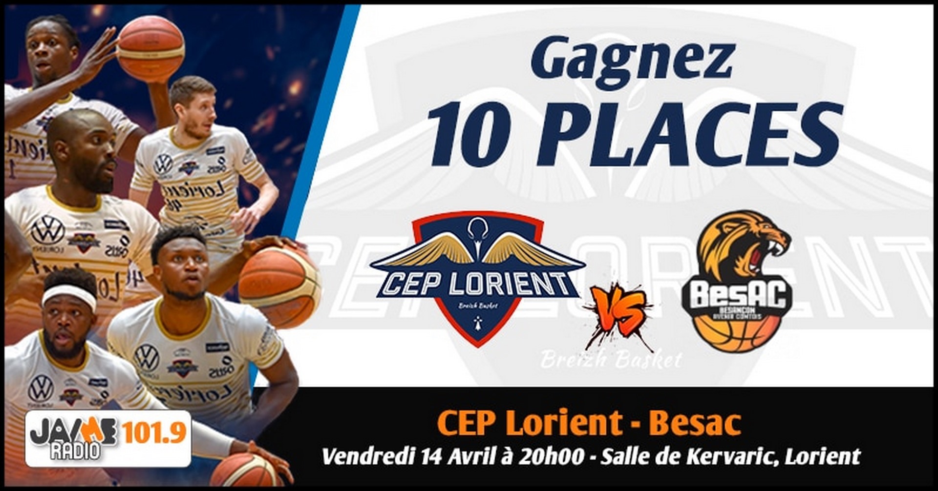 Gagnez vos places pour le match du CEP Lorient Breizh Basket face à Besac
