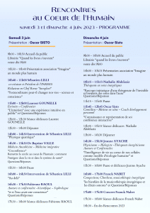 Programme pour 1ères editions rencontres aux coeurs de l'humain