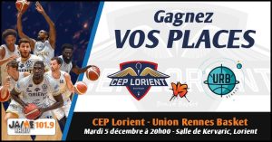 Gagnez vos places pour le match du CEP Lorient Breizh Basket face à l’Union Rennes Basket !