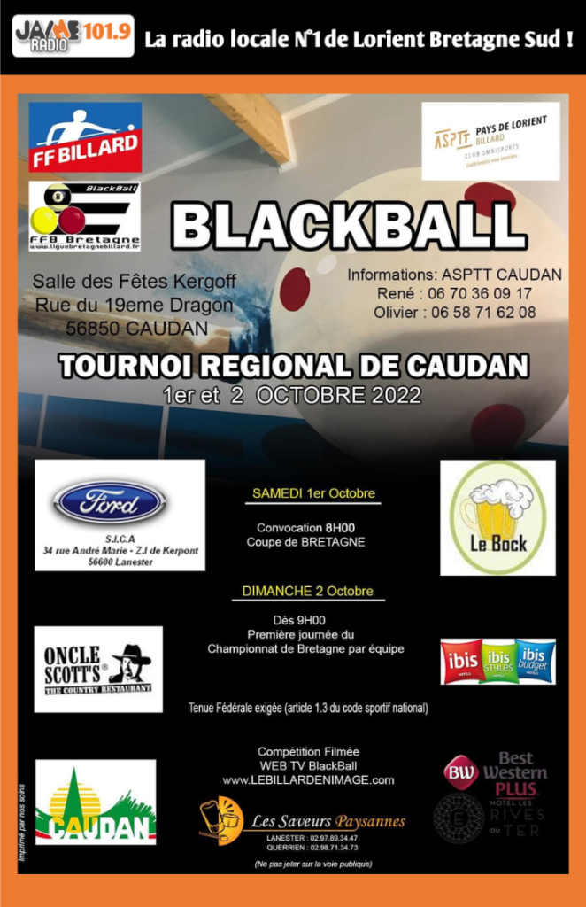 Affiche club billard ASPTT Caudan