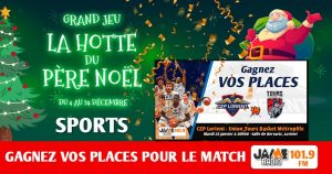 Grâce à la “Hotte du Père Noël” de JAIME Radio, gagnez vos places pour le match du CEP Lorient Breizh Basket face à l’Union Tours Basket Métropole !