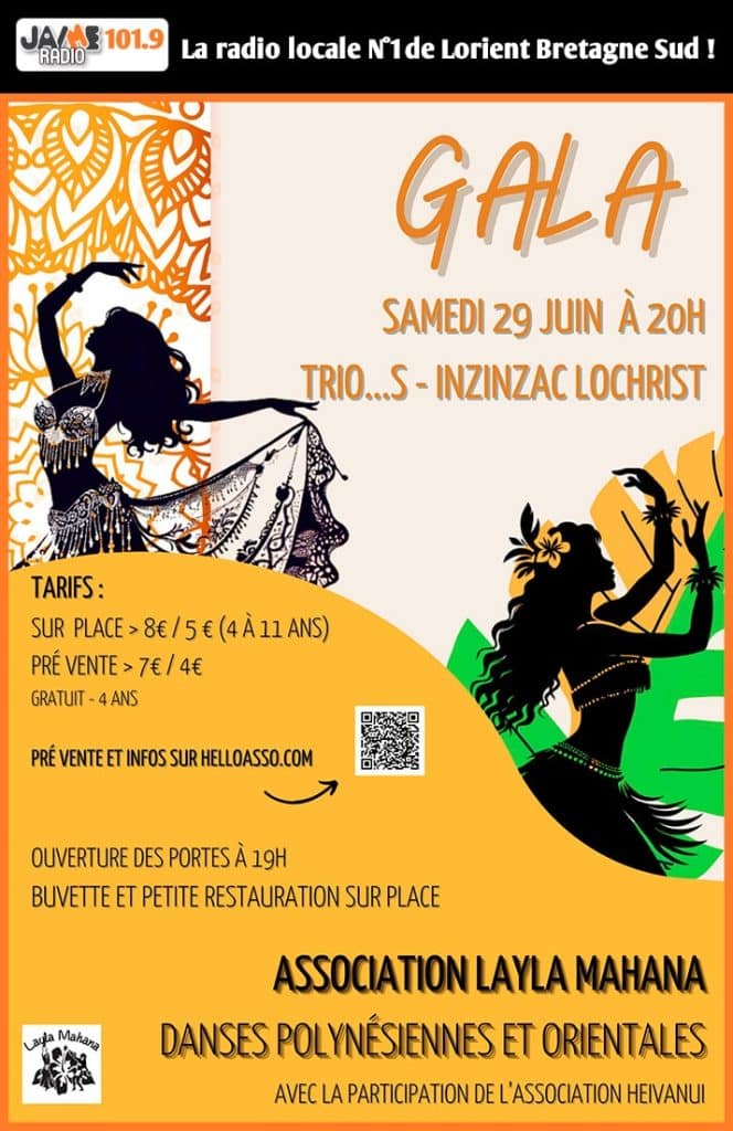 Gala de danses orientales et tahitiennes à Inzinzac-Lochrist le 29 Juin