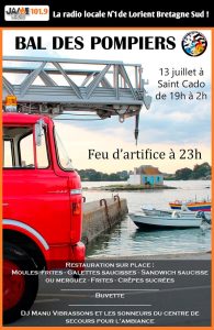 Bal des Sapeurs-Pompiers de Belz à Saint-Cado : Soirée avec feu d'artifice le 14 Juillet