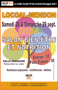 Salon Bien-Être et Nutrition samedi 28 et dimanche 29 septembre à Locoal-Mendon