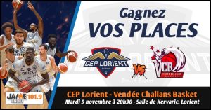 Gagnez vos places pour le match du CEP Lorient Breizh Basket face au Vendée Challans Basket !