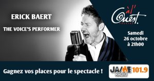 Gagnez vos places pour le spectacle “The voice’s performer” d’Erick Baert au Théâtre à l’Ouest d’Auray !