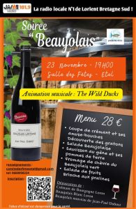 Soirée Beaujolais Nouveau à la Salle des fêtes d'Etel le 23 novembre