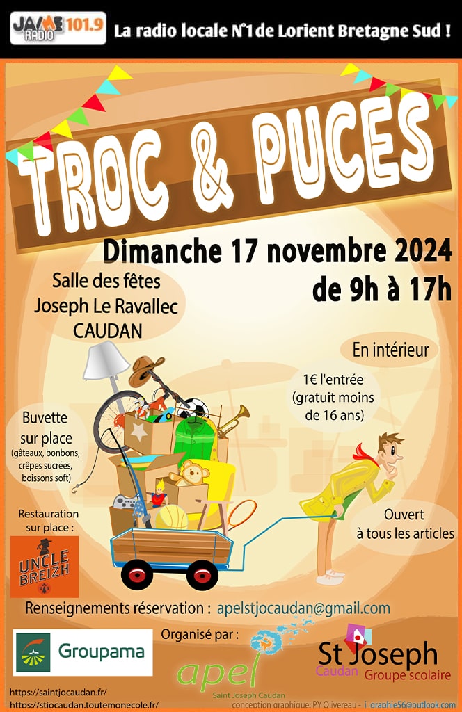 Troc et Puces organisé par l'APEL Saint-Joseph de Caudan le 17 novembre.