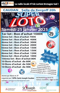 Super Loto le samedi 25 janvier à la salle de Kergoff à Caudan !
