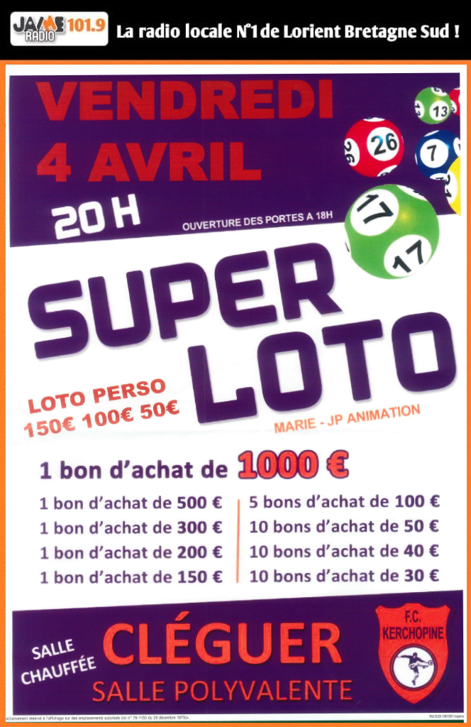 Super Loto à Cléguer par le FC Kerchopine