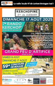 Kerchopine fête l’été les 16 et 17 août : concours de boules, rando, bal gratuit et feu d’artifice. Un week-end festif incontournable !