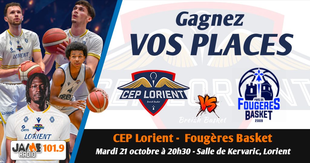 Le CEP Lorient Breizh Basket sera opposé au Pays de Fougères Basket le mardi 21 octobre à 20h30, au Palais des sports de Kervaric. 