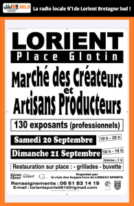 Les 20 et 21 septembre, découvrez 130 exposants au Marché des créateurs et artisans à Lorient, place Glotin. Entrée 1 €, restauration sur place.