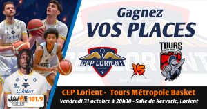 Gagnez vos places pour le match du CEP Lorient Breizh Basket face à Tours Métropole Basket