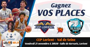 Gagnez vos places pour le match du CEP Lorient Breizh Basket face au Val de Seine