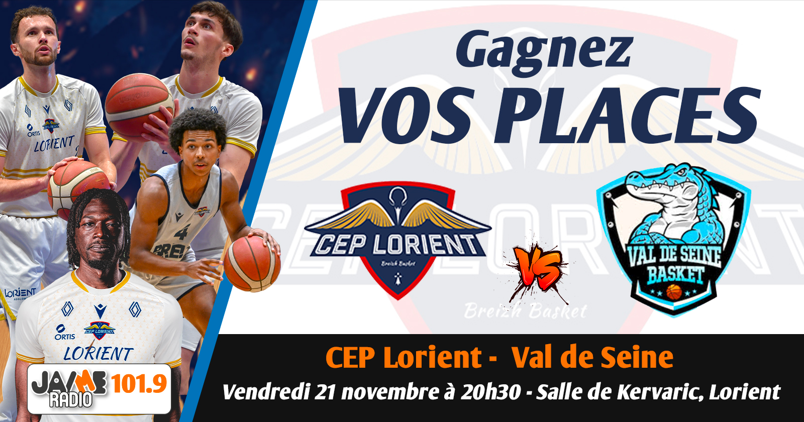 Gagnez vos places pour le match du CEP Lorient Breizh Basket face au Val de Seine