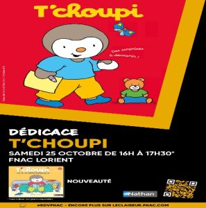 Le célèbre T’choupi sera en séance de dédicaces à la Fnac Lorient ! Un événement gratuit et convivial pour les enfants et leurs familles.