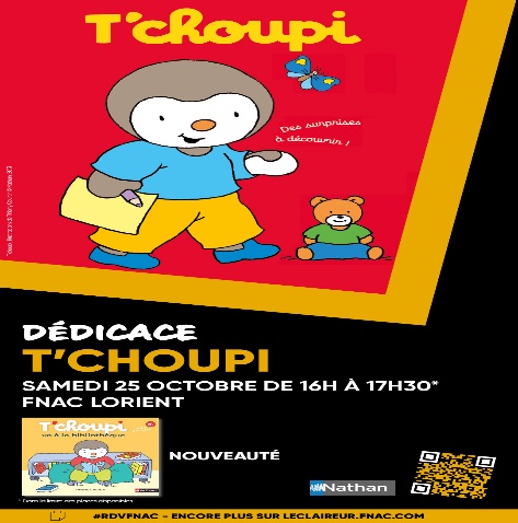Le célèbre T’choupi sera en séance de dédicaces à la Fnac Lorient ! Un événement gratuit et convivial pour les enfants et leurs familles.