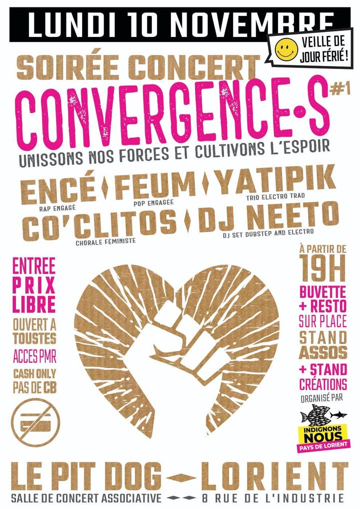 Le collectif Indignons-nous organise une soirée-concert solidaire et festive ce lundi 10 novembre au Pit Dog à Lorient.