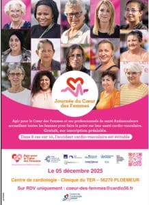 Dépistage cardiovasculaire et gynécologique gratuit le 5 décembre à la Clinique du Ter à Ploemeur organisée avec Agir pour le Cœur des Femmes.