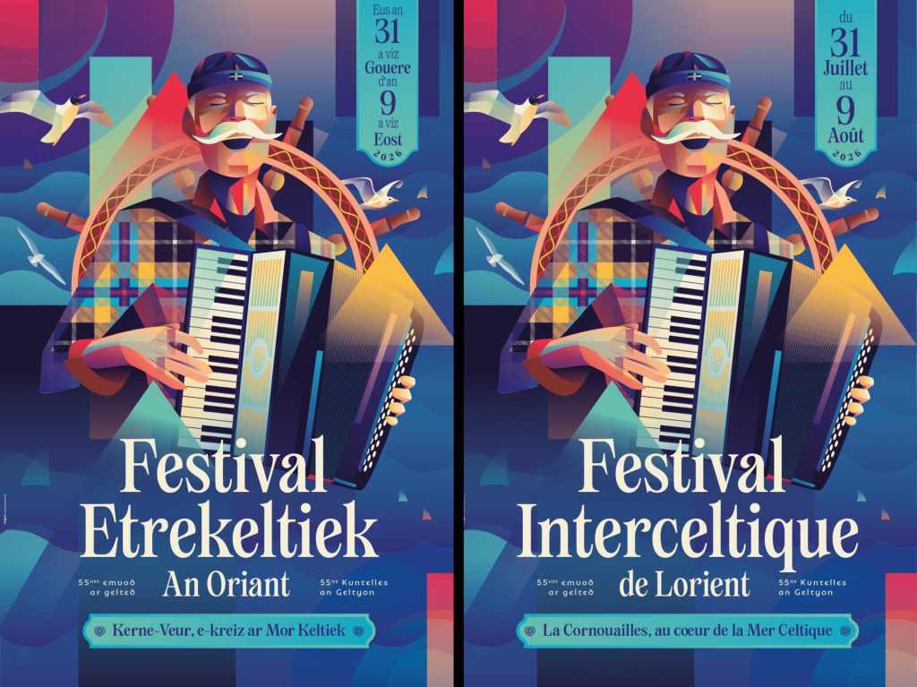 Le Festival Interceltique de Lorient a présenté le visuel de sa 55e édition, dédiée à la Cornouailles, du 31 juillet au 9 août 2026.