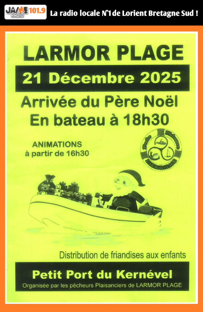Le Père Noël arrive en bateau illuminé ce dimanche 21 décembre à Kernevel. Friandises, maquillage, crêpes et boissons chaudes attendent les familles dès 16h30.