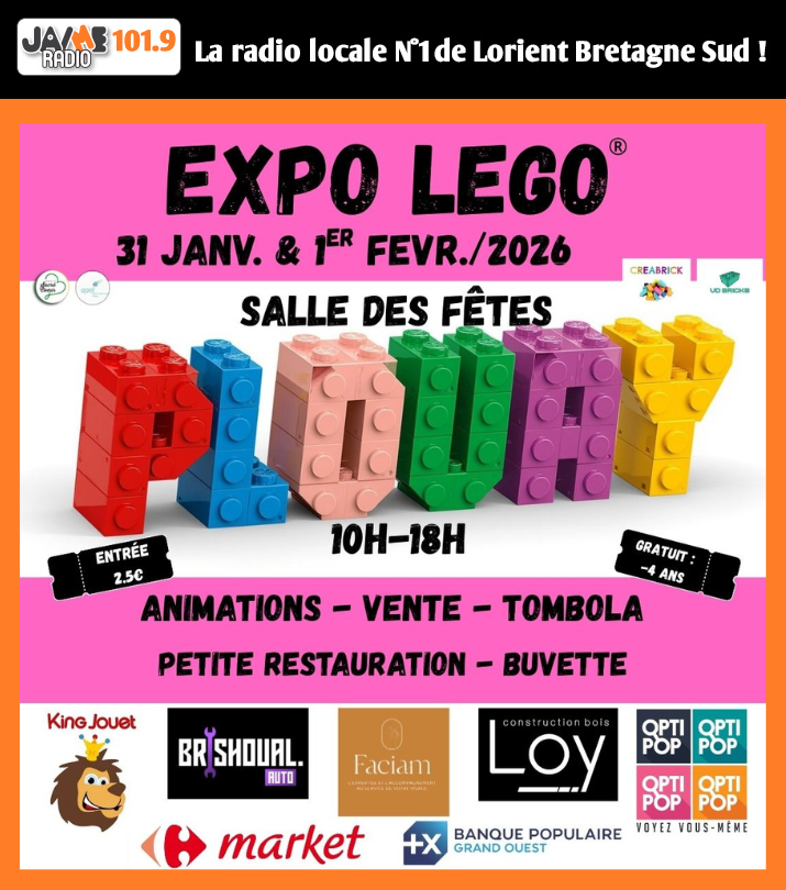 Une exposition LEGO arrive à Plouay les 31 janvier et 1er février 2026 avec exposants, ateliers et animations pour toute la famille.