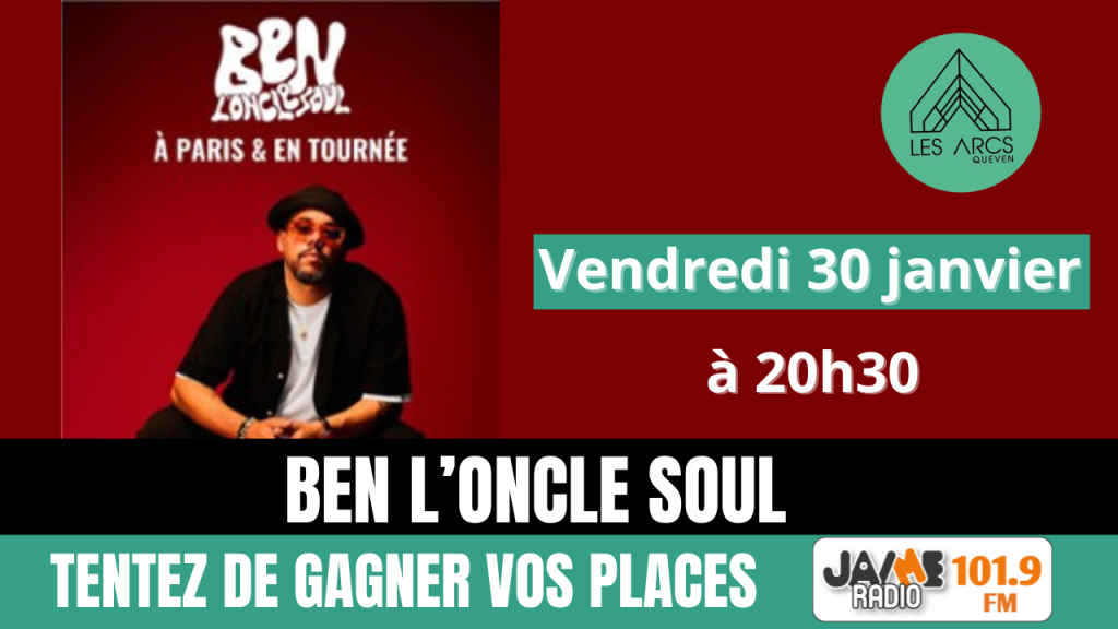 JAIME Radio vous offre vos places pour Ben l’Oncle Soul le vendredi 30 janvier à 20h30 aux Arcs de Quéven. 
