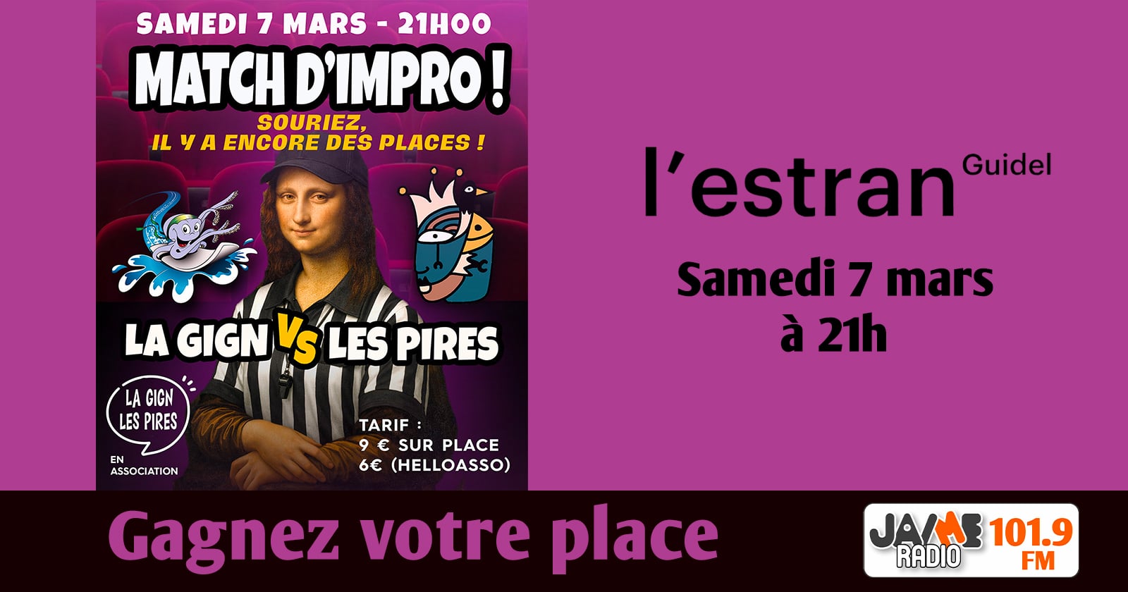 Gagnez vos places pour voir le match d’impro à l’Estran de Guidel !