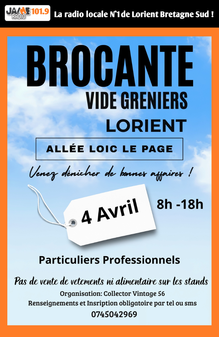 Une brocante vide-grenier est organisée le 4 avril à Lorient par Collector Vintage 56. Venez chiner de 8h à 18h allée Loïc Le Page.