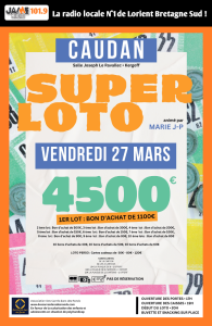 L’association Des Carrés dans des Ronds organise un Super Loto le 27 mars à la salle Joseph Le Ravallec à Caudan.