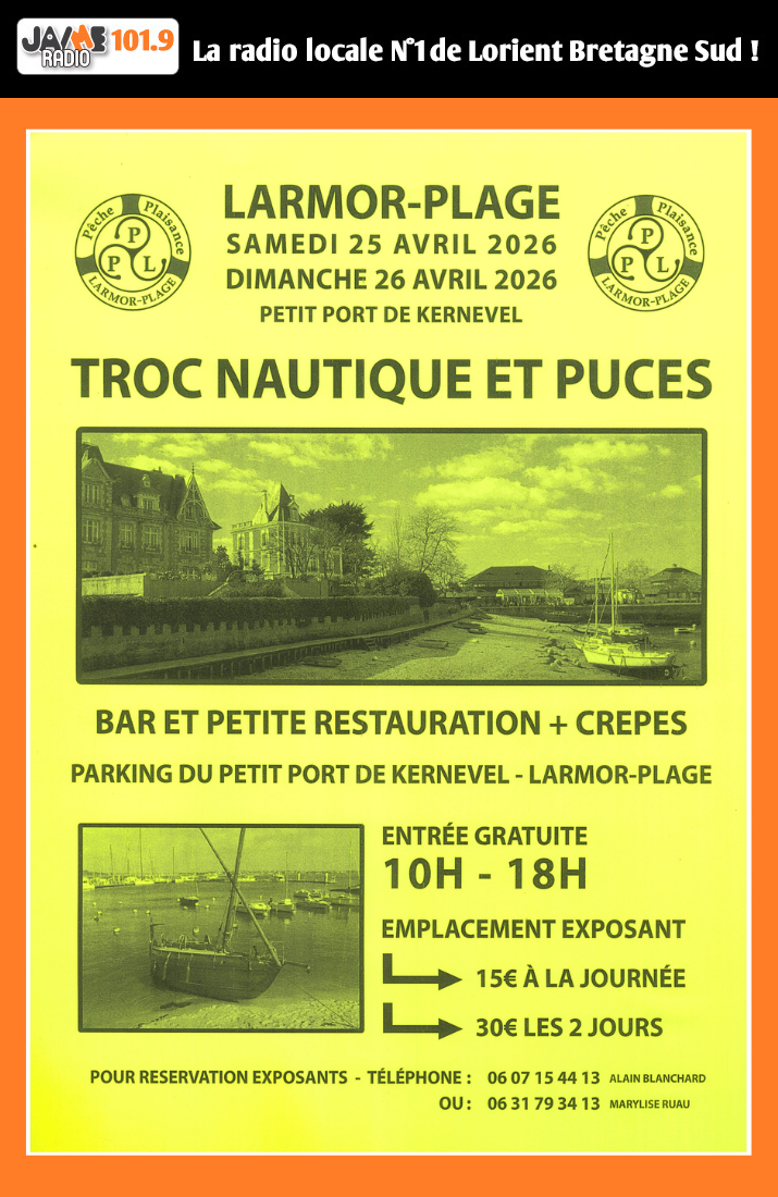Le troc nautique de Larmor-Plage se tient les 25 et 26 avril au port de Kernével avec puces, exposants et animations.