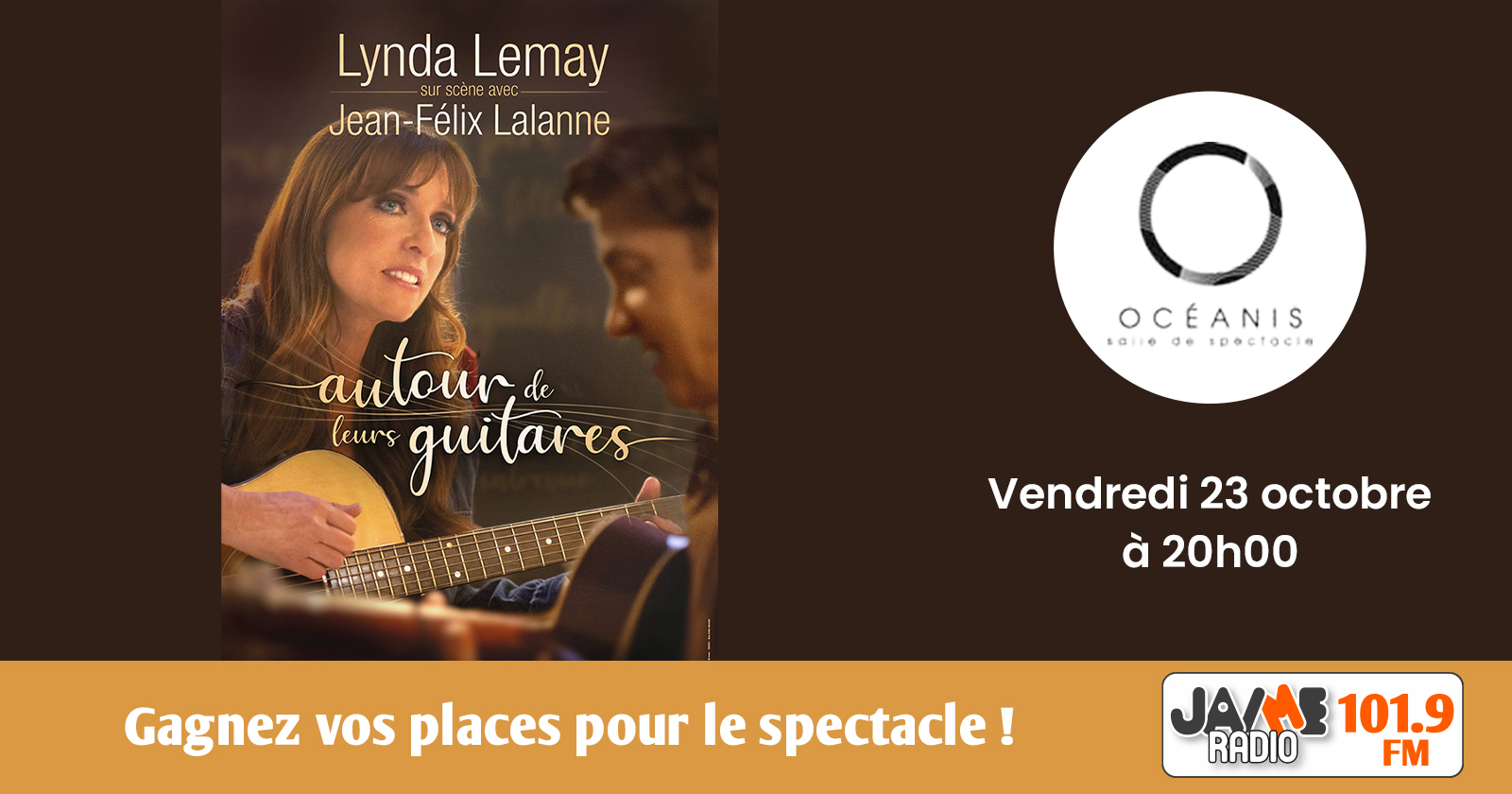 Gagnez vos places pour voir Lynda Lemay et Jean-Felix Lalanne à Ploemeur !