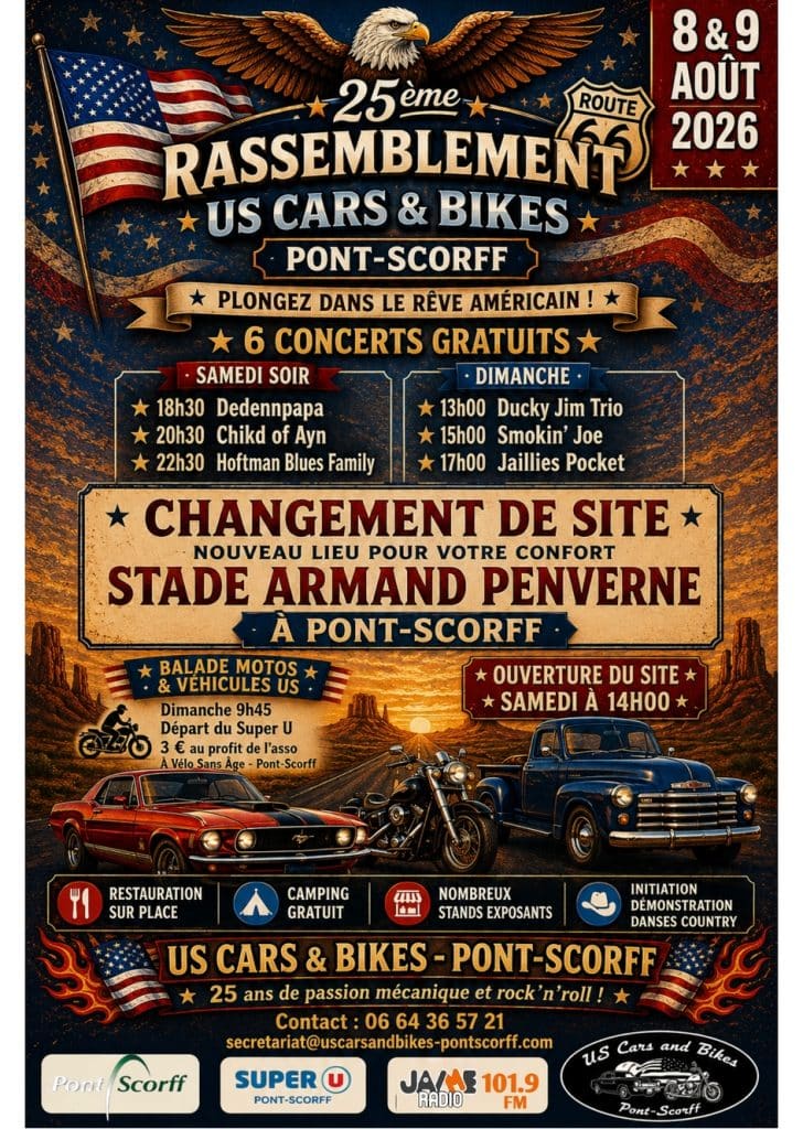L'US Cars and Bikes revient les 8 et 9 août à Pont-Scorff avec concerts, voitures américaines, country et animations.