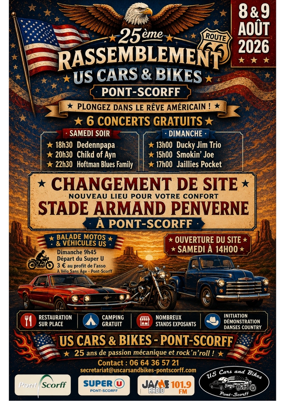 L'US Cars and Bikes revient les 8 et 9 août à Pont-Scorff avec concerts, voitures américaines, country et animations.