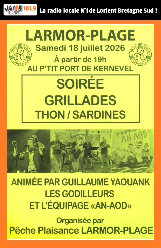 Les Pêcheurs Plaisanciers de Larmor-Plage organisent une soirée grillades, thons et sardines le samedi 18 juillet au port de Kernevel.
