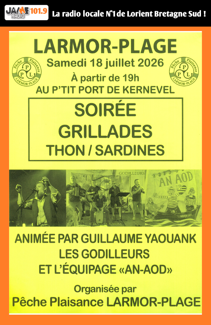 Les Pêcheurs Plaisanciers de Larmor-Plage organisent une soirée grillades, thons et sardines le samedi 18 juillet au port de Kernevel.