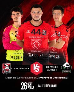Le Stiren Languidic Handball reçoit le HB Pays de Vannes le samedi 26 septembre à 20h45, salle Lucien Bigoin, pour son deuxième match de la saison.