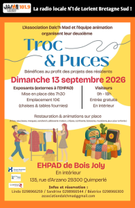 L’association Dalch Mad organise un troc et puces le 13 septembre à Quimperlé au profit des résidents de l’Ehpad de Bois Joly.