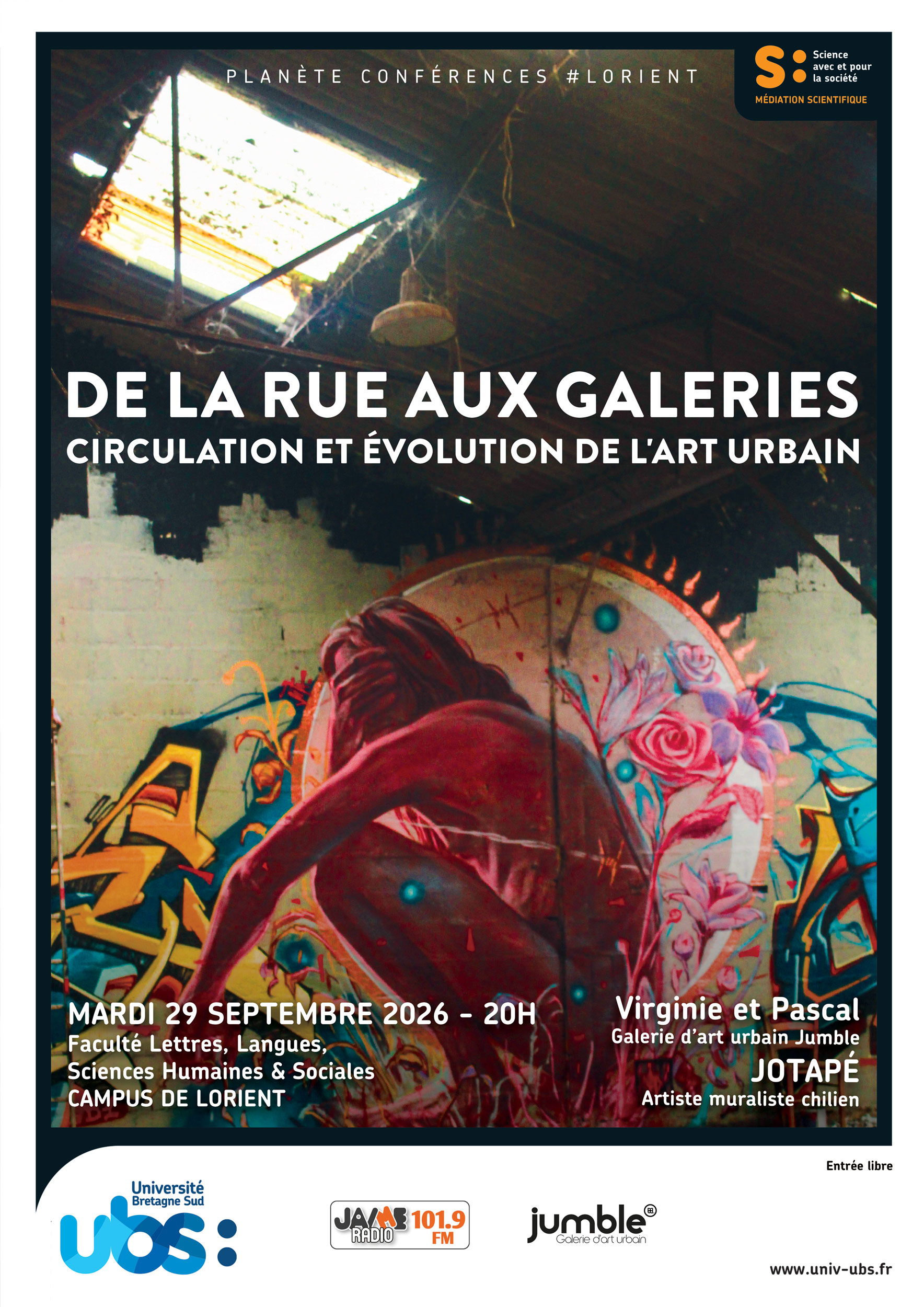 Lorient accueille une conférence sur l’évolution de l’art urbain le 29 septembre, avec le muraliste chilien Jotapé et la galerie Jumble.