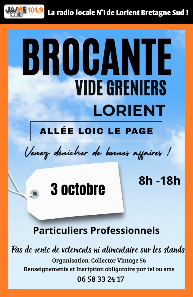 La brocante vide-grenier de Collector Vintage 56 se déroule samedi 3 octobre à Lorient, de 8h à 18h. Entrée gratuite.