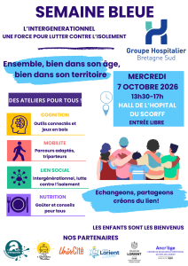 Le GHBS et ses partenaires organisent une animation le 7 octobre à l’Hôpital du Scorff à Lorient autour des seniors et des liens intergénérationnels.