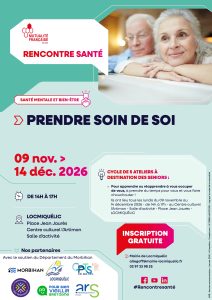 Découvrez le cycle de 5 ateliers gratuits « Prendre soin de soi » à Locmiquélic, du 9 novembre au 14 décembre 2026.