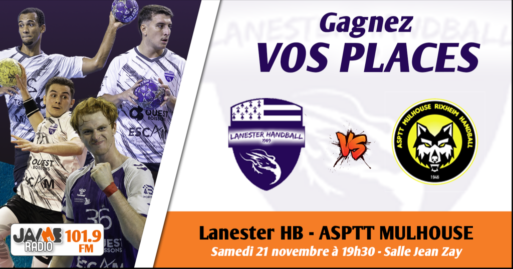 Gagnez vos places pour soutenir Lanester Handball face à Mulhouse, samedi 21 novembre à 19h30, salle Jean Zay.