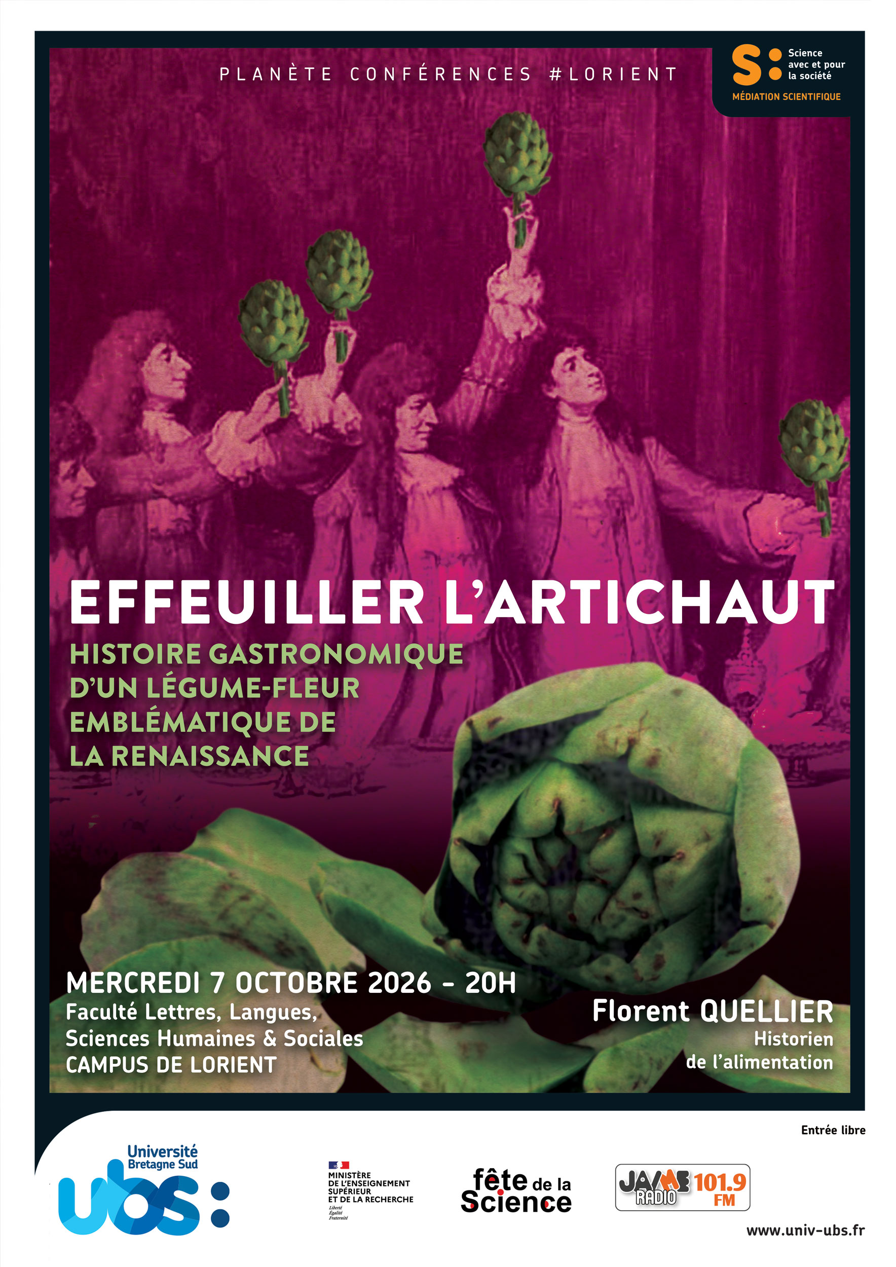 Le 7 octobre à Lorient, l’historien Florent Quellier retracera l’histoire gastronomique de l’artichaut lors d’une Planète Conférence.