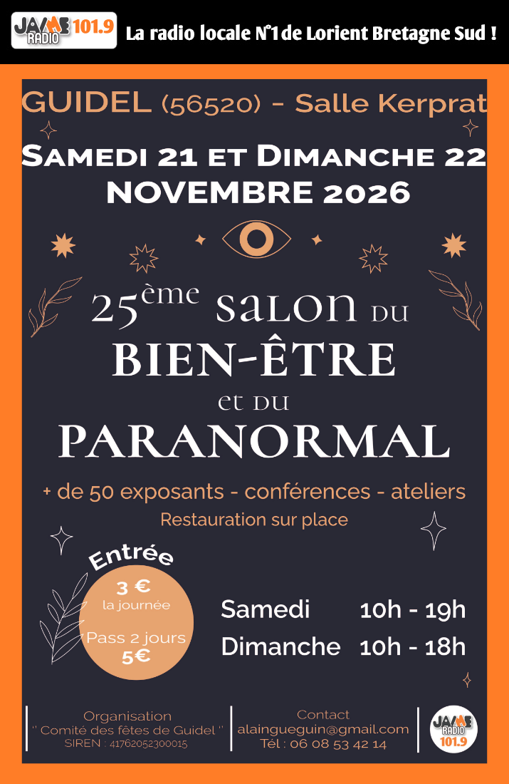 Le 25e Salon du Bien-Être et du Paranormal se tient les 21 et 22 novembre à Guidel, salle de Kerprat. Conférences, ateliers et exposants au programme tout le week-end.
