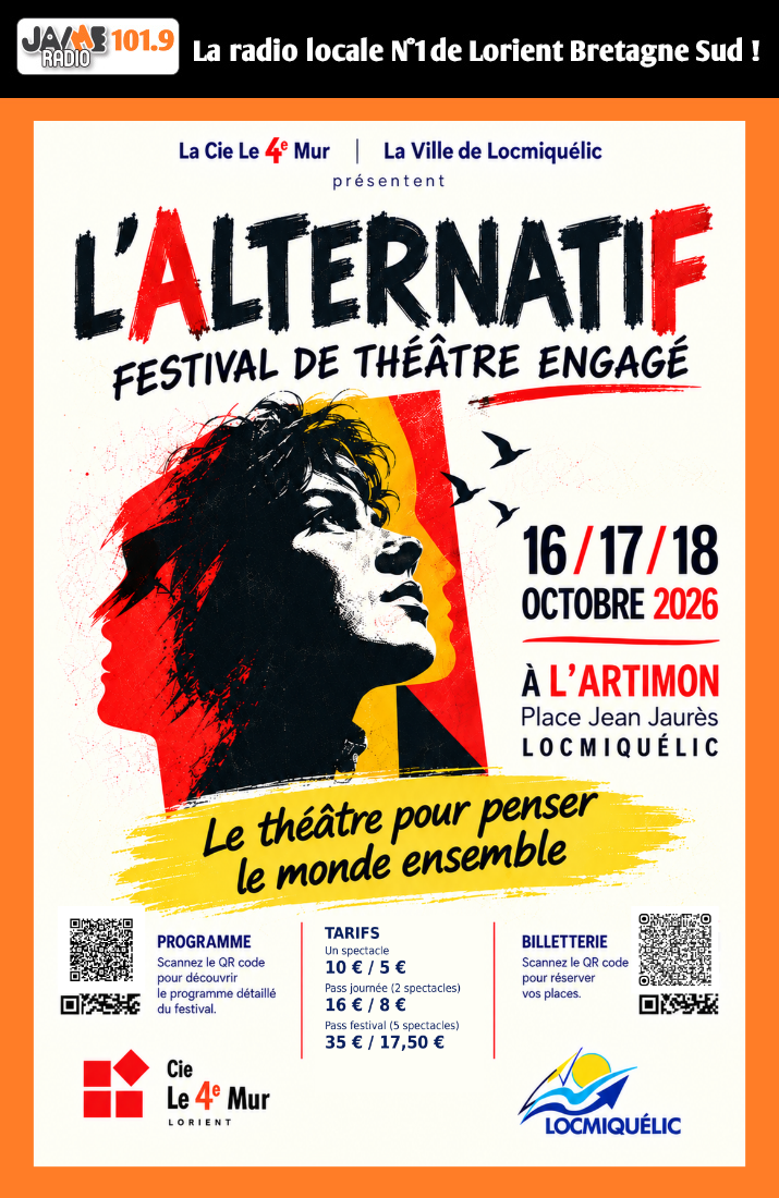 L’ALTERNATIF arrive à Locmiquélic du 16 au 18 octobre 2026 avec cinq spectacles, un concert, une masterclass et des rendez-vous gratuits.